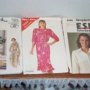 Butterick, See and Sew #5694 Miss 14,16,18 Dress, Simplicity #8186 Miss 16,18,20 Blouse, Butterick #5504 Miss 18 Dress