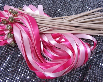 50 Wedding Wands, Triple Ribbon,Party  Streamers, Wedding Send Off, Bell