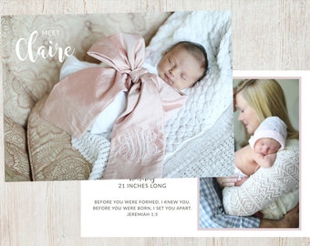 Meet Baby Birth Announcement, Double-sided