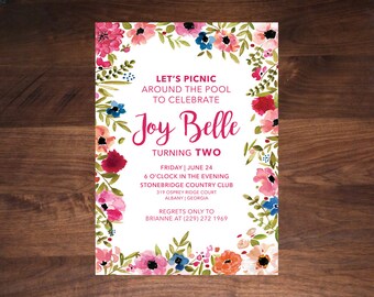 Floral Picnic Party Invitation
