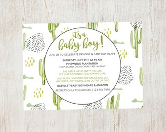 Cactus Baby Shower/Sprinkle Invitation