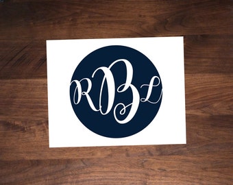 Monogrammed, Flat Card Stationery