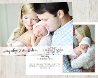 Hello Baby Birth Announcement, Double-sided