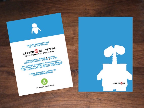 wall e birthday invitation etsy