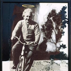 Albert Einstein Mixed Media Art Print with Gold Deckled Edges