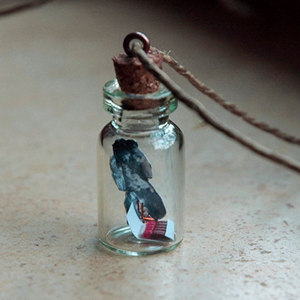 Jimi Hendrix Lighting Fire in a Tiny Bottle Pendant