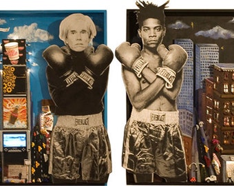 Warhol Basquiat Mixed Media Stadtbild Kunstdruck