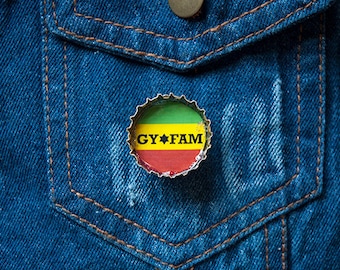 Ghetto Youth Fam Upcycled Bottle Cap Rasta Button