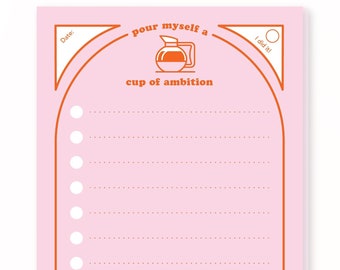 Cup Of Ambition Dolly Parton List Notepad To Do List 9 to 5 Rat Race Focus Get Shit Done Honeydo List Cute Design Desk Accessory Coffee