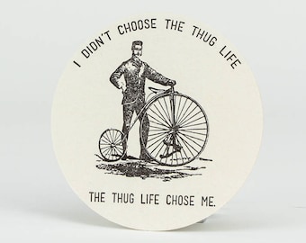 10 Pack Thug Life Coasters / Letterpress Coasters / Paper Coasters / Reusable Coasters / Funny Coasters / Man Cave Coasters / Bike Culture