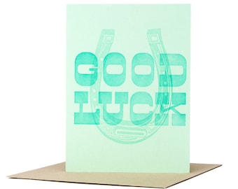 Good Luck Greeting Card / Letterpress Card / Green Card / St. Patrick's Day / Green Stationery / Congratulations Card / Congrats Letterpress