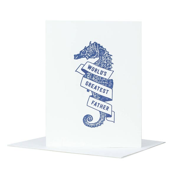 World's Greatest Father / Father's Day Card / Letterpress Card / Nautical Greeting Card / Seahorse Card / Card For Dad / Funny Father's Day