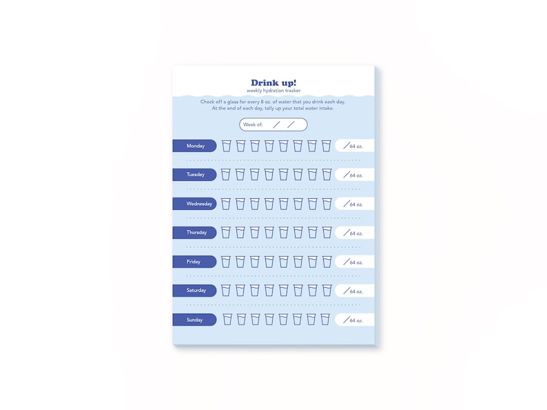 Drink Up Water Hydration Tracker Notepad List Notepad To Do List Water Tracker Drink Up Bottoms Up Fitness Planner Drink More Water image 1