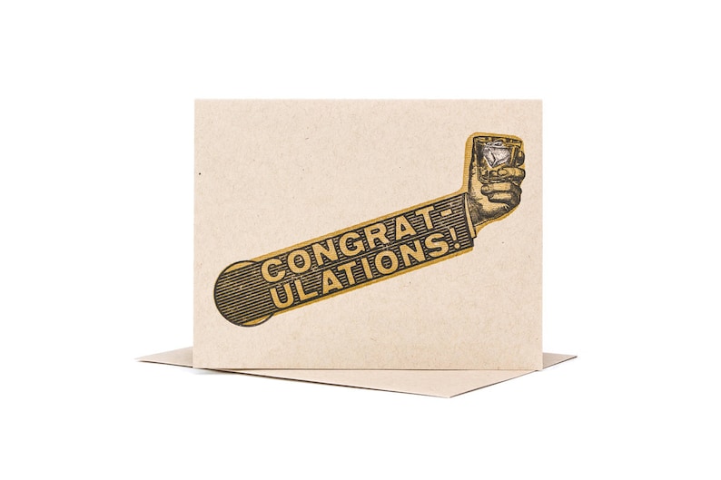 Congratulations Funny Greeting Card / Letterpress Card / Typographic Design / Wedding Card / Retirement Card / Cheers Card / New Baby Card image 1