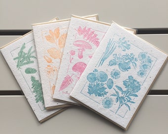 4- Pack of Plantable Greeting Cards  / Letterpress Card / Seed Paper / Flower Card / Blank Greeting Card / Plantable Stationery