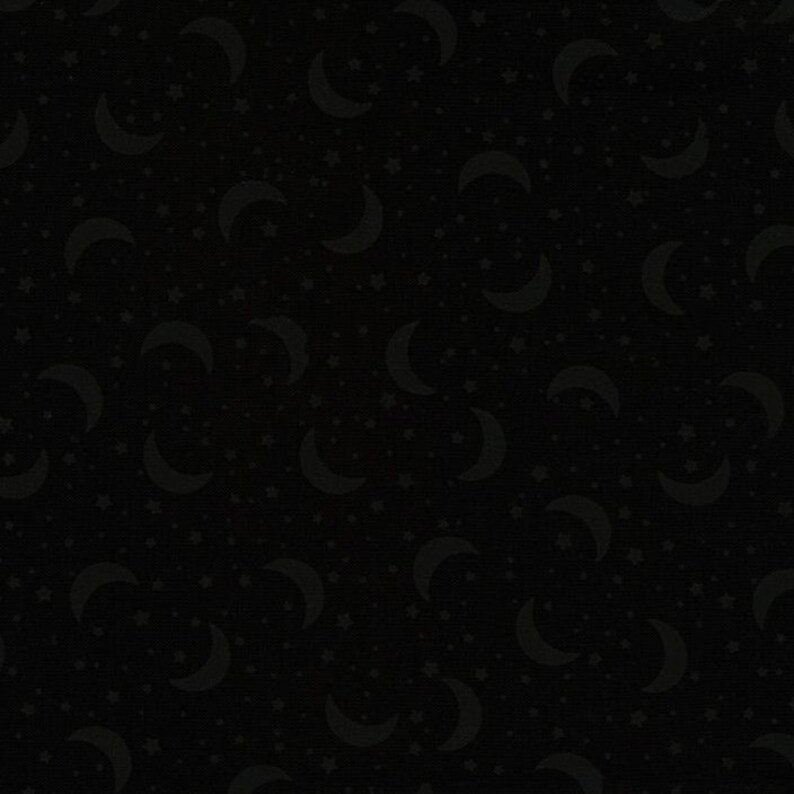 Timeless Treasures Moons /& Stars Hues Collection Black on Black