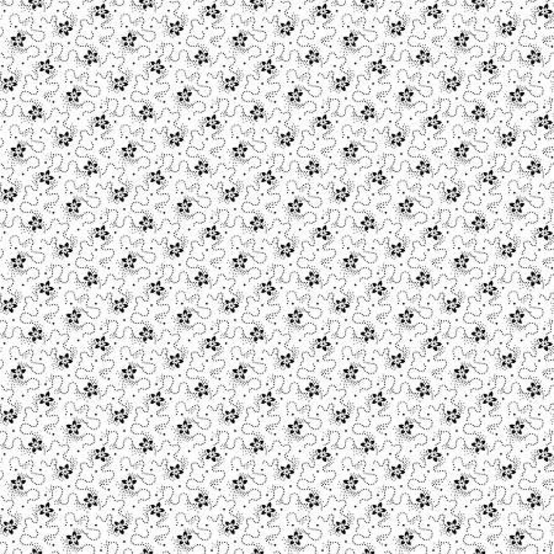 Flower Trail Black on White Fabric by RJR Fabrics Etsy