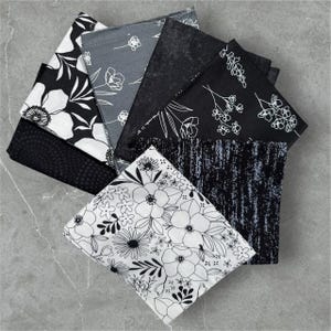 Elegant Florals -  Fat Quarter Bundle - S&S Handcrafted Limited Edition Bundle - 100% Cotton Sewing and Quilting Black, White and Grey