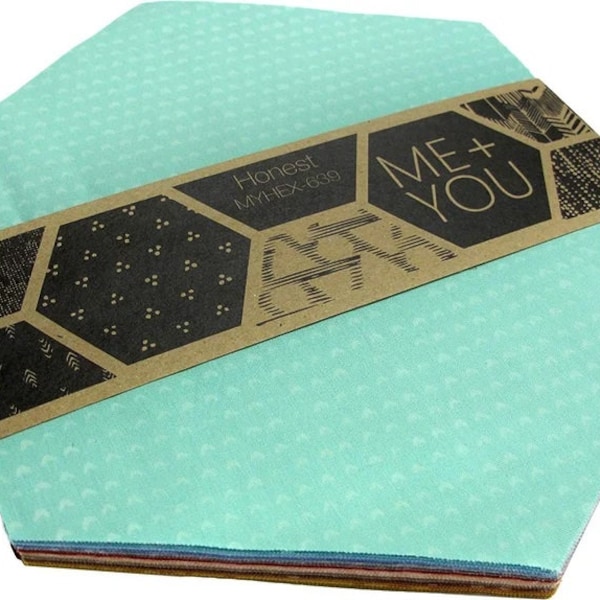 Hoffman 8" Hexies, Precut 40 pc. Hexagons, Fabric Quilting Cotton, HONESTMYHEX-639, Indah Batiks, Solids SQ120