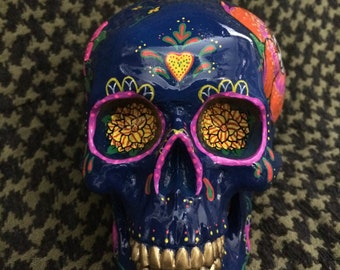 One of a Kind - Custom Painted Day of the Dead Skull - MADE TO ORDER