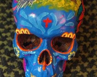 One of a Kind - Custom Painted Day of the Dead Skull - MADE TO ORDER