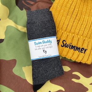 Wild Swimming Men&#39;s Super Cosy Sock Gift - Can Be Personalised.  Swim Buddy, Wild Swimming, Cold Water Swimming, Swimmer Christmas Gift