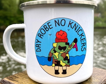 Accappatoio senza mutandine - Tazza smaltata per nuotatori selvaggi, nuoto selvaggio, amanti del nuoto in acque fredde, compagni di nuoto, regalo per sorelle nuotatrici