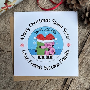 Swim Sister Christmas Card: Colorful Wild Swimmer Design