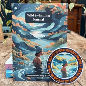 Wild Swimming Journal with Iron/Sew on Patch, Wild Swimmer Log Book, Wild Swimming Gift, Outdoor Swimmer Gift, Swim Sister, Swim Buddy
