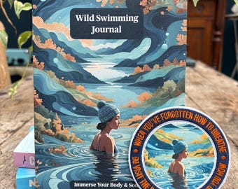 Wild Swimming Journal with Iron/Sew on Patch, Wild Swimmer Log Book, Wild Swimming Gift, Outdoor Swimmer Gift, Swim Sister, Swim Buddy