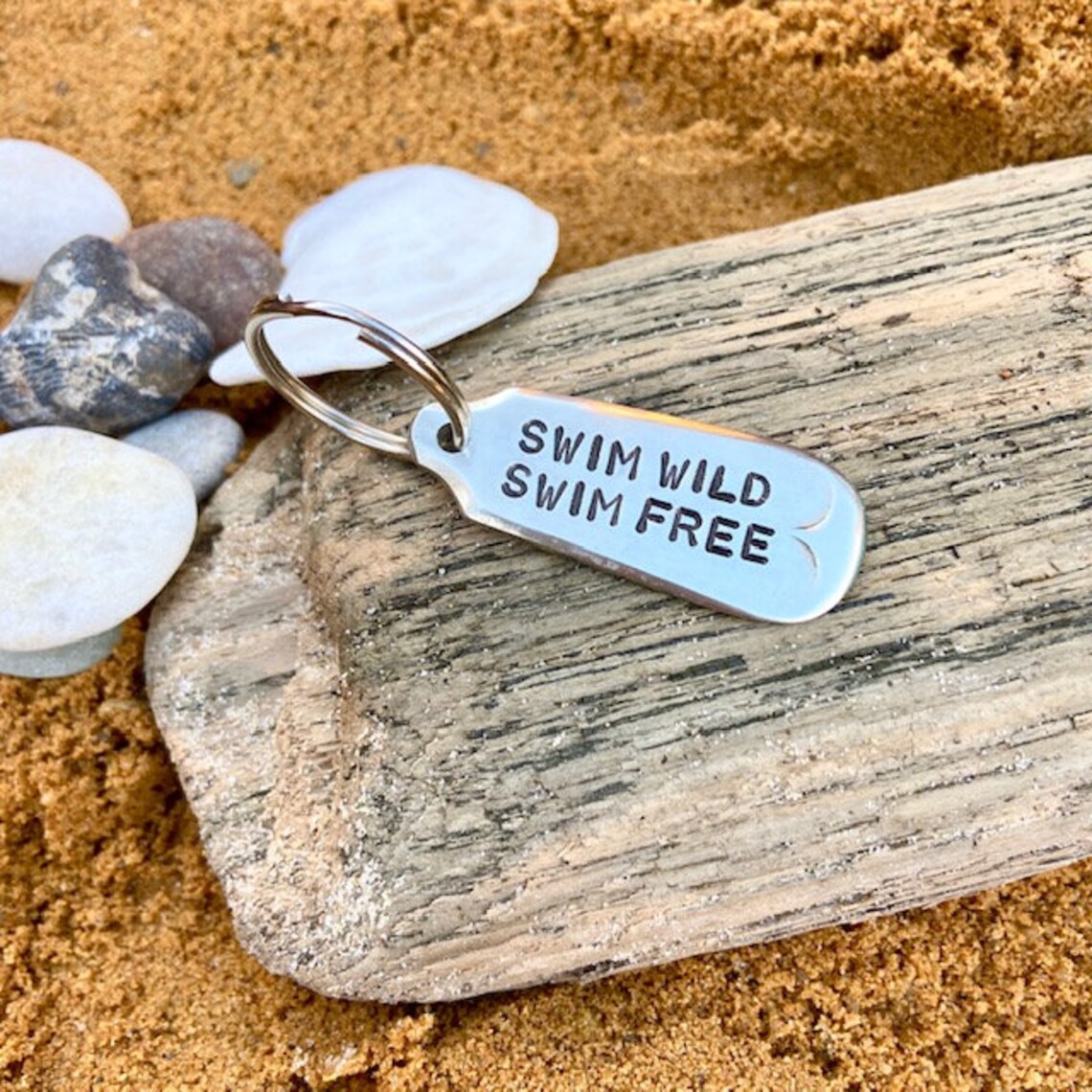 Swim Wild Swim Free Wild Swimming Keyring Etsy