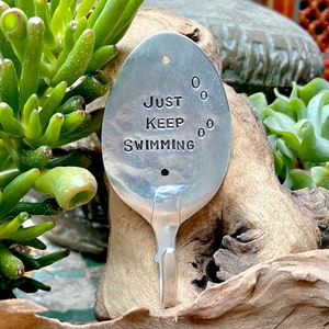 Just Keep Swimming - Handmade Silver Plated Spoon Hook, Gift For Swimmers