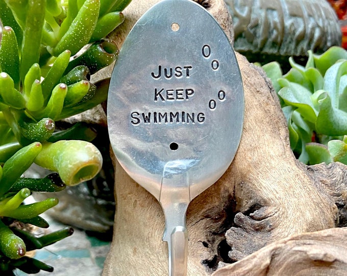 Just Keep Swimming - Handmade Silver Plated Spoon Hook, Gift For Swimmers