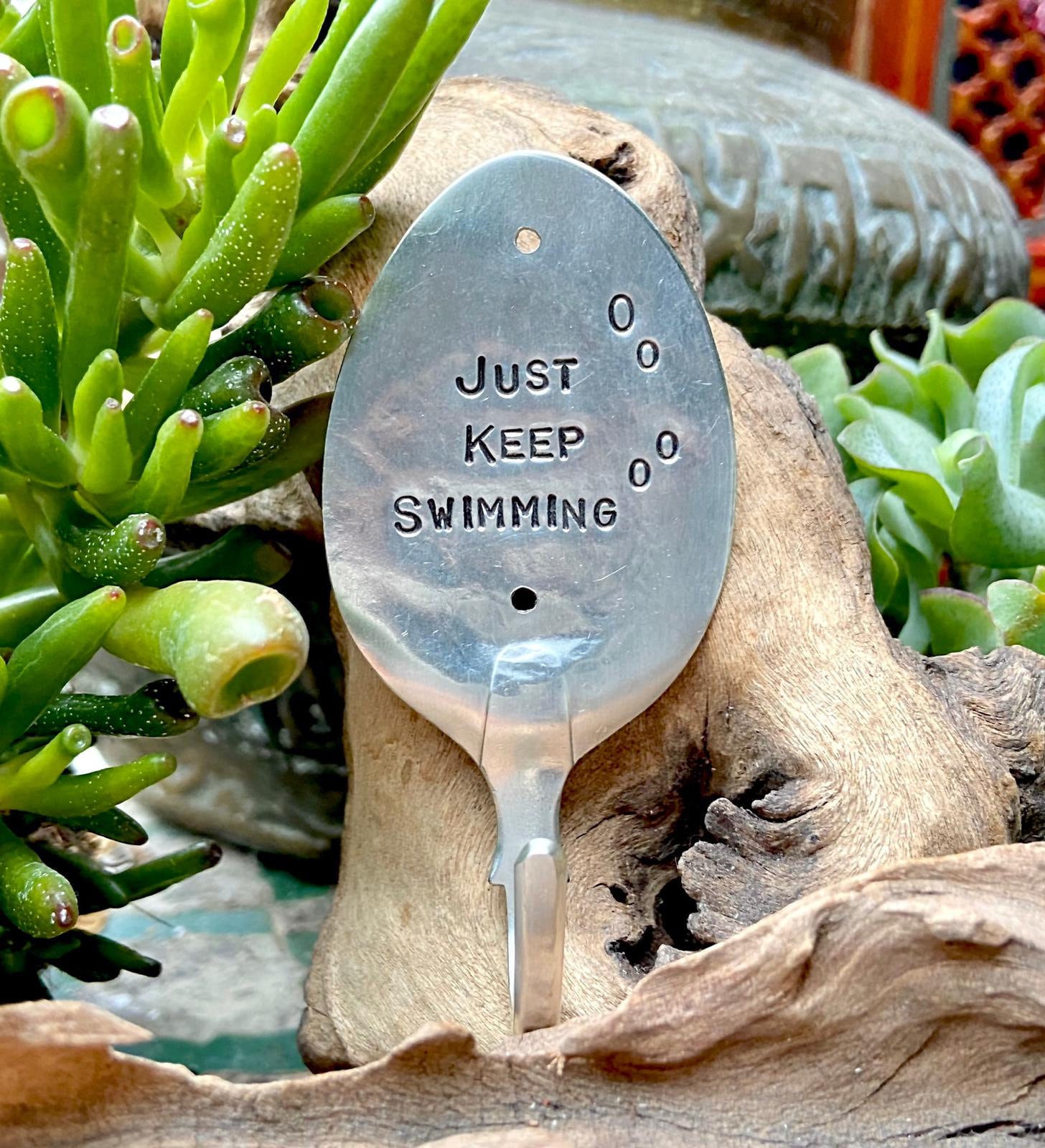 Just Keep Swimming - Crochet à Cuillère Plaqué Argent Fait Main, Cadeau Pour Les Nageurs