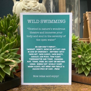 Wild zwemmen - grappige Swim Buddy wenskaart/bedankkaart/verjaardagskaart voor wild zwemmen en open water zwemmen liefhebbers