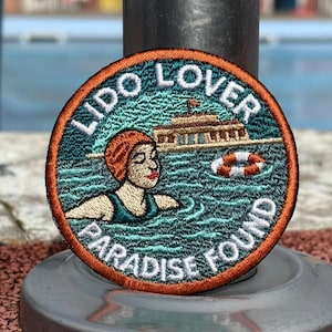 Lido Lover - Iron/Sew On Patch, Lido Swimmer, Cold Water Swimmer, Outdoor Swimmer, Swim Sister, Swim Buddy Gift