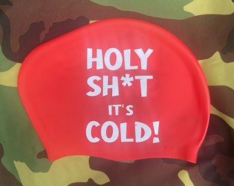 Bright Red Long Hair Swim Cap: 'Holy Sh*t It's Cold'
