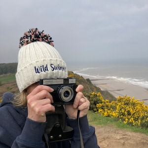 Wild Swimmer -  Luxury Fleece Lined Extra Warm Big Pom Pom Bobble Hat Perfect Wild Swimming Gift or Open Water Swimming Accessory