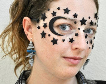 Flexible Masquerade Masks 3D Print Lightweight Moon and Stars (multiple colors available)