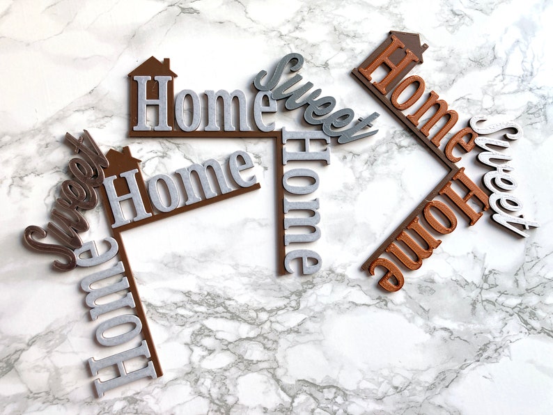 Showing left and right versions of Home Sweet Home door corner decor.