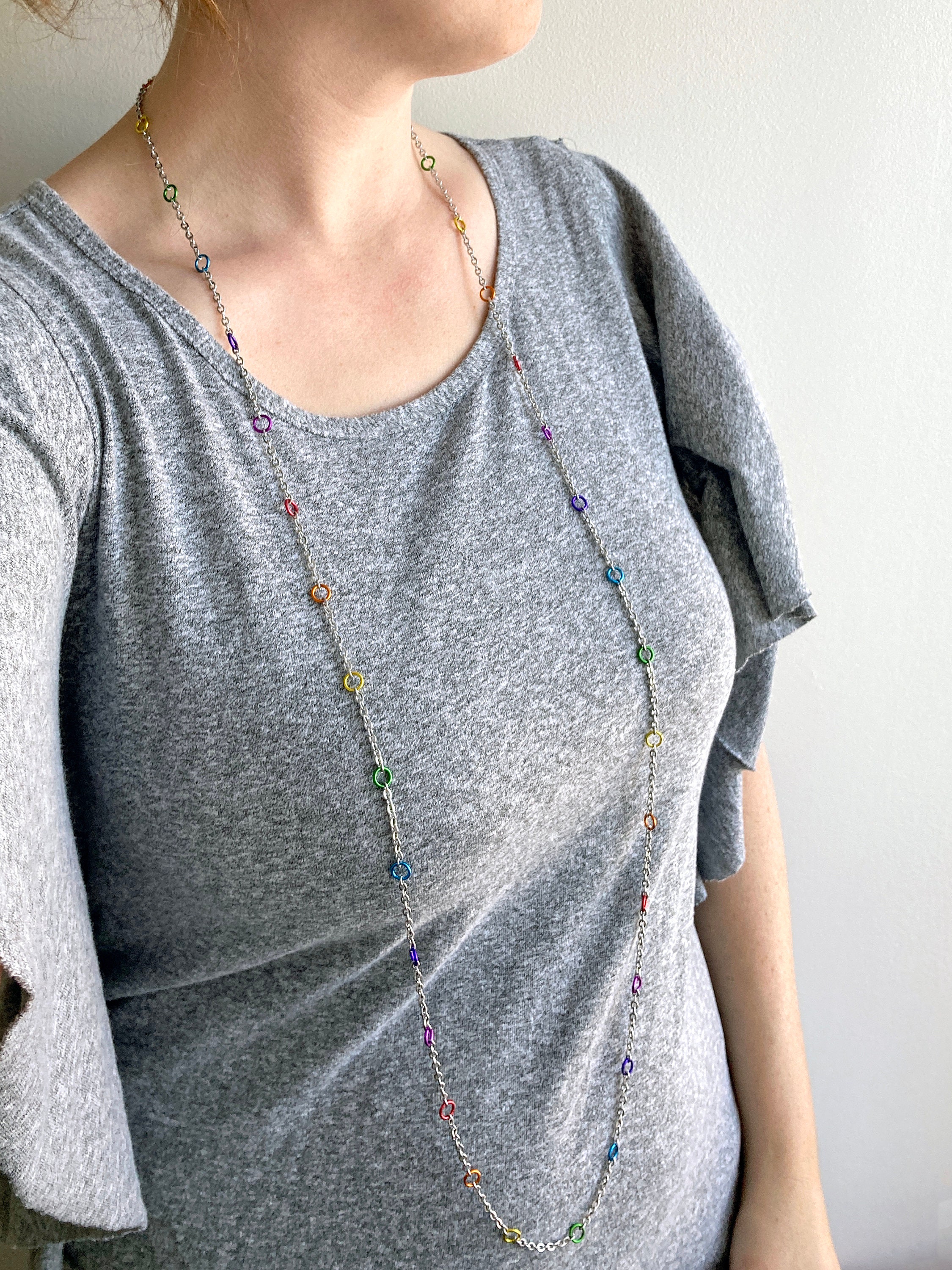 Long Single Strand Rainbow Jump Rings and Stainless Steel Etsy