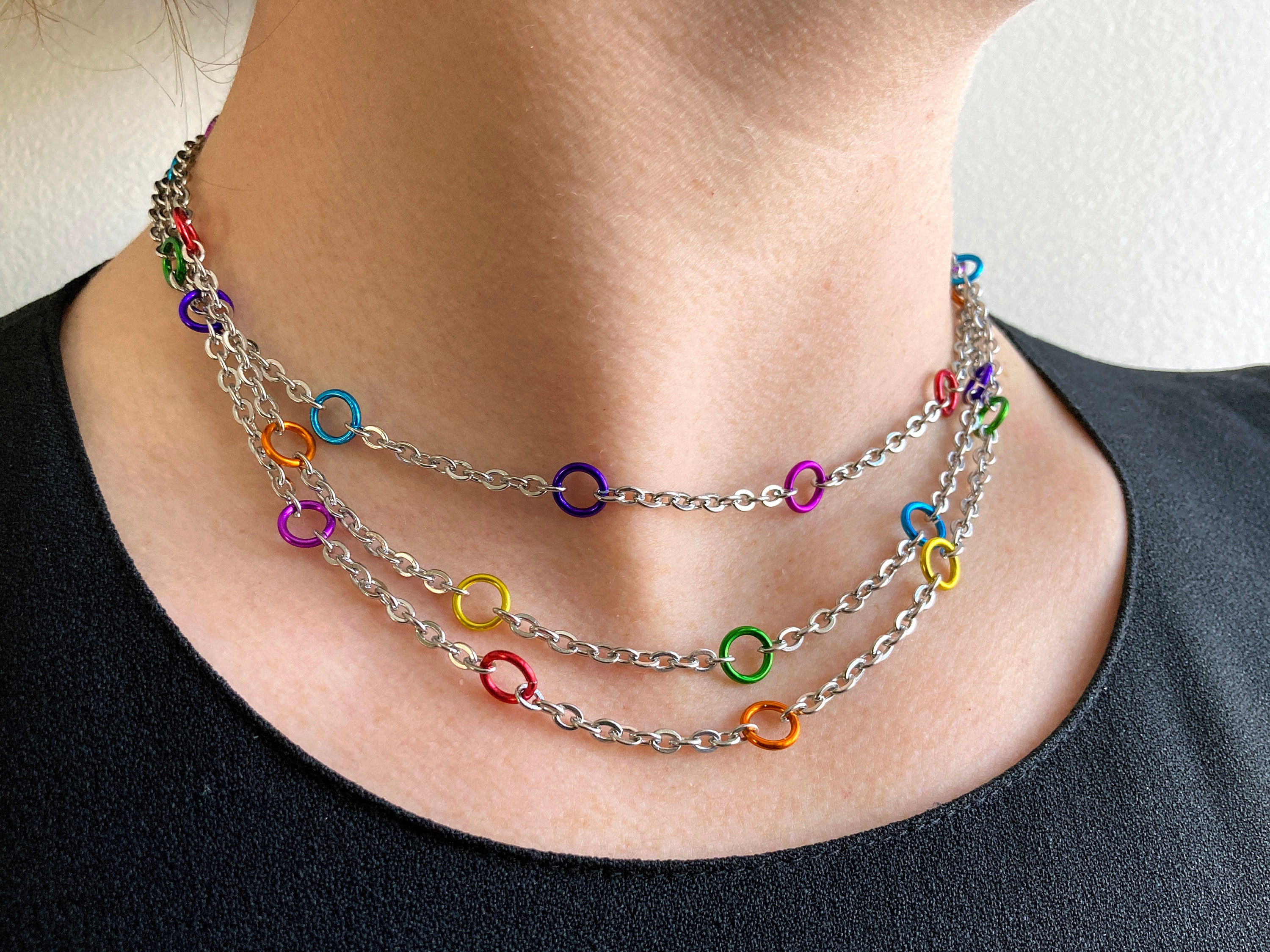 Long Single Strand Rainbow Jump Rings and Stainless Steel Etsy