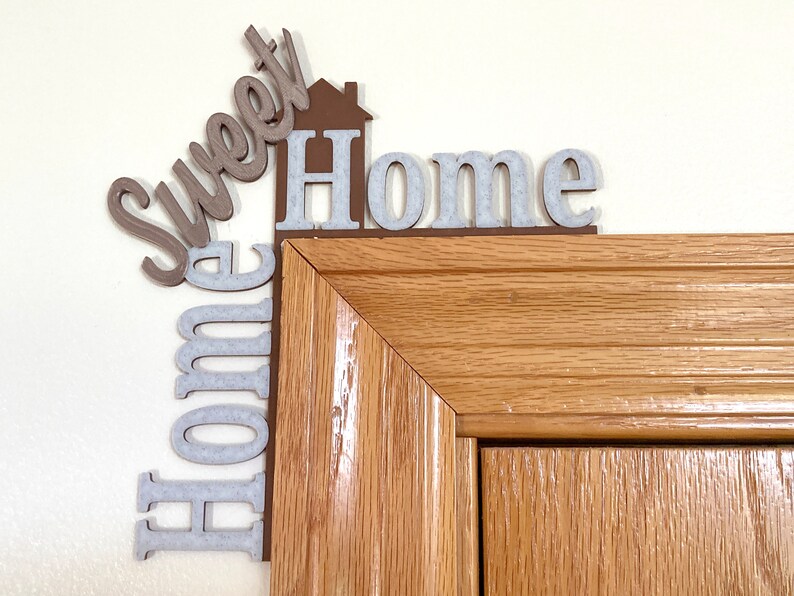 Home Sweet Home door corner decor on left side of door which is made upon request.