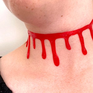 Dripping Bloody Slit Neck Choker: 3D Print Halloween Jewelry
