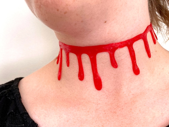 Dripping Bloody Slit Neck Choker: 3D Print Halloween Jewelry