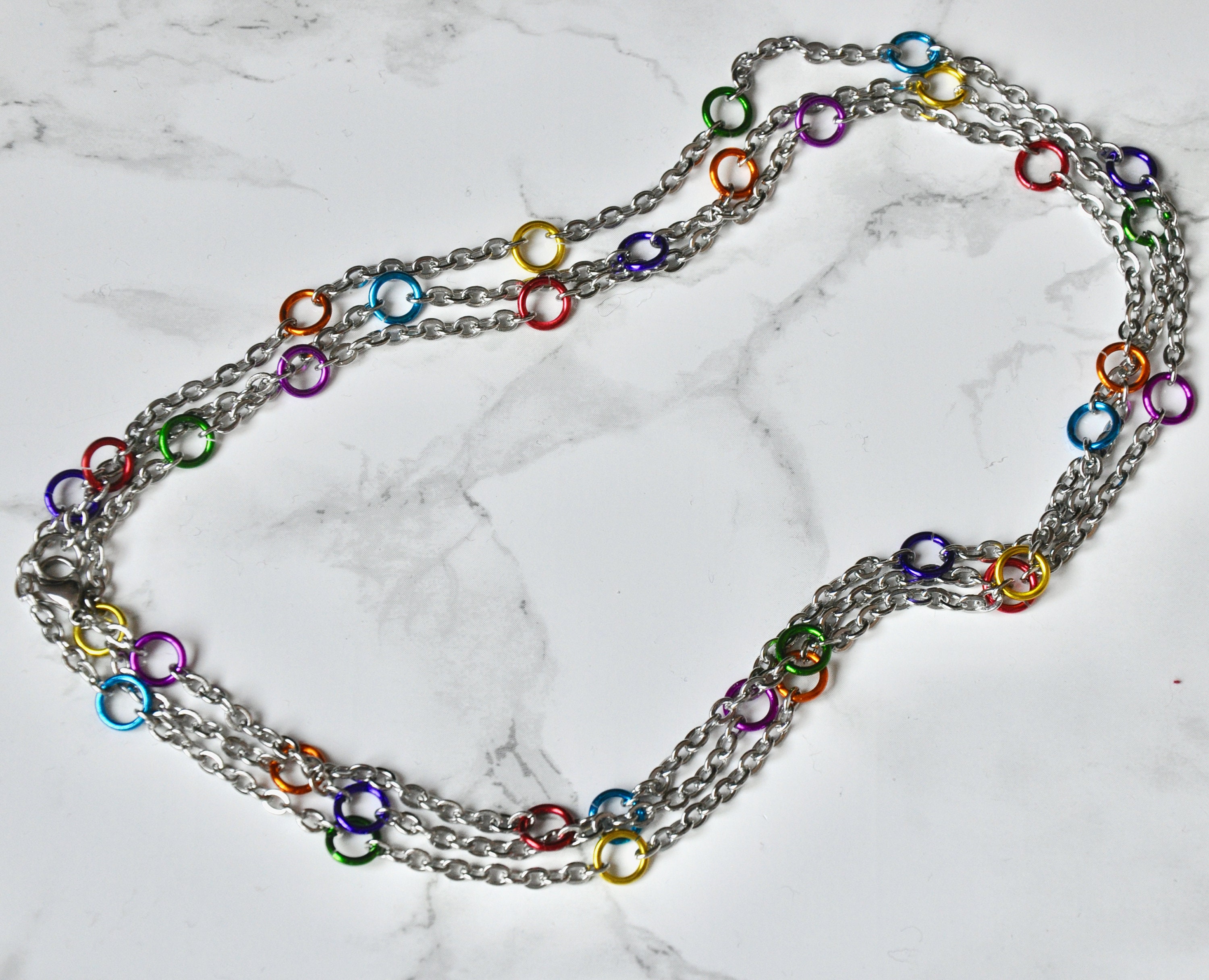 Long Single Strand Rainbow Jump Rings and Stainless Steel Etsy