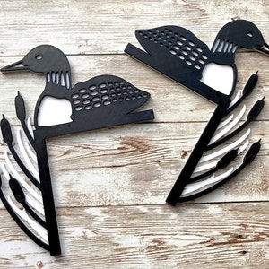 Loon and Reeds / Cattails Door Corner / Picture Frame / Window Corner Decoration