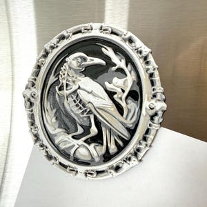 Gothic Victorian Skeleton Raven / Bird in Ornate Frame Ornament Kitchen Magnet Decoration