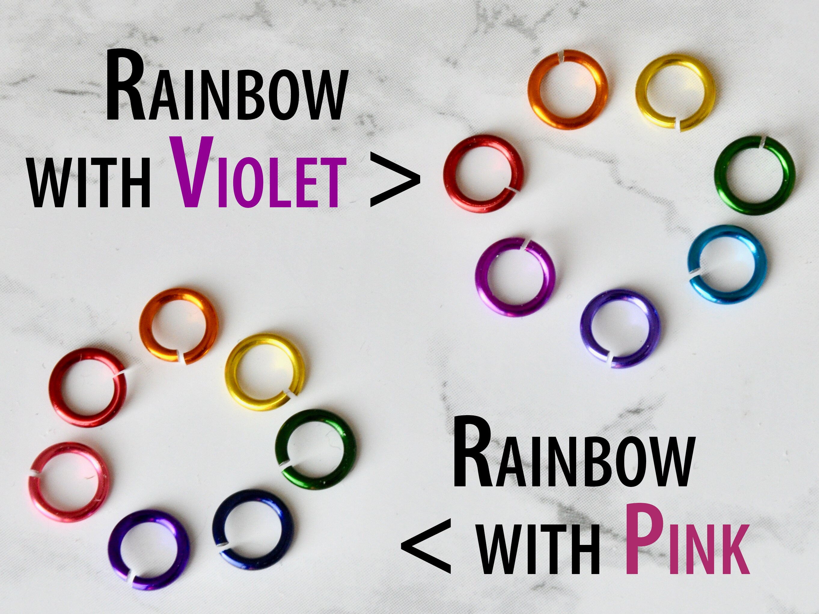Long Single Strand Rainbow Jump Rings and Stainless Steel Etsy
