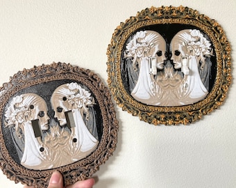Gothic Victorian Skeletal Cameo Double Light Switch Cover: 3D Printed Decor